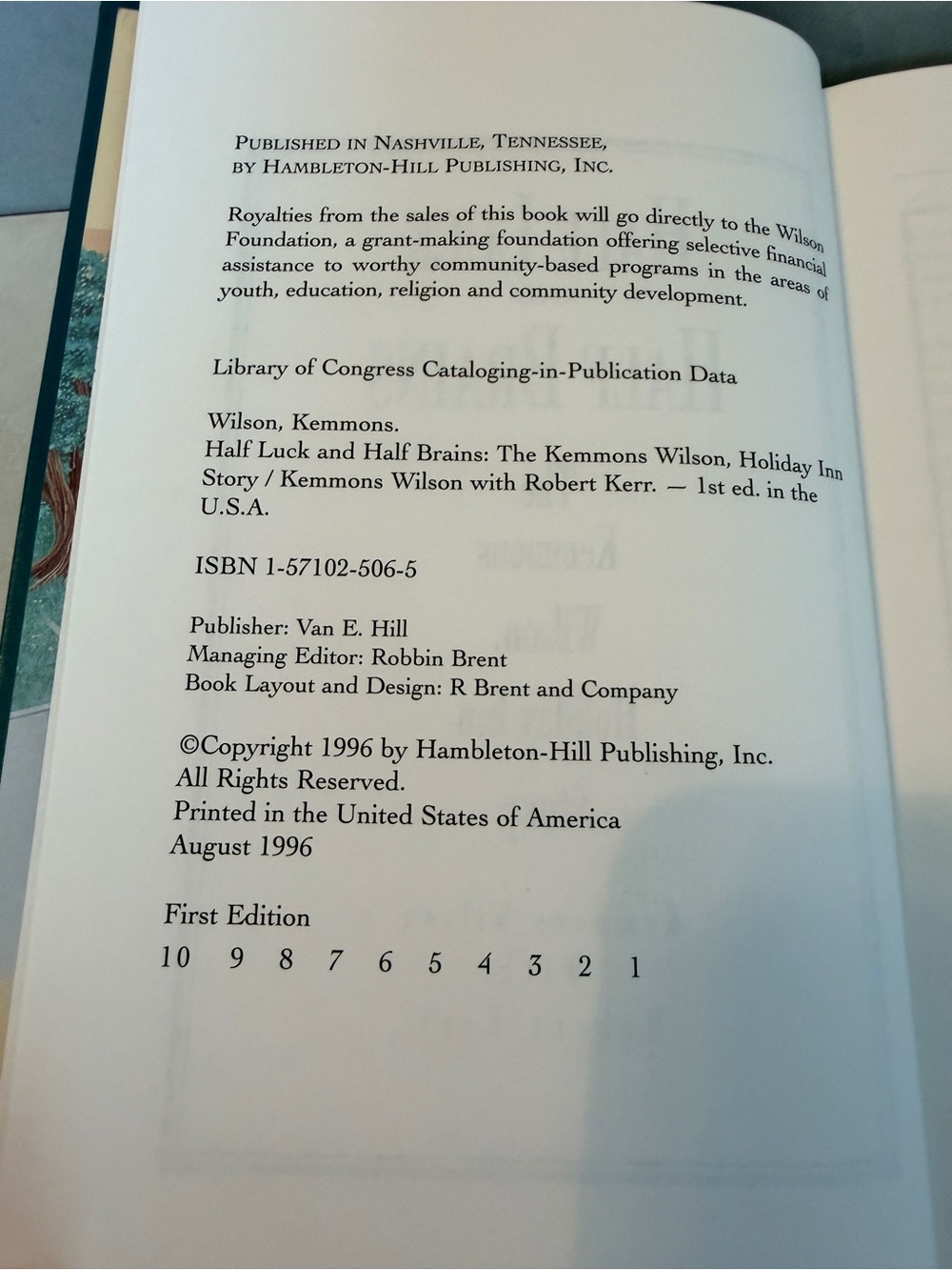 Half Luck And Half Brain By Kemmons Wilson 1996 Holiday Inn Story HC First Ed - Picture 5 of 6